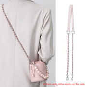 Silver Chain Strap with PU Leather - Pink - Replacement Shoulder Strap for Crossbody Bags