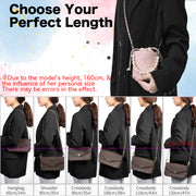 Silver Chain Strap with PU Leather - Pink - Replacement Shoulder Strap for Crossbody Bags