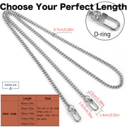 Classic Silver Chain Strap for Bags – Adjustable Replacement Shoulder Strap (60–120cm, 4 Styles)