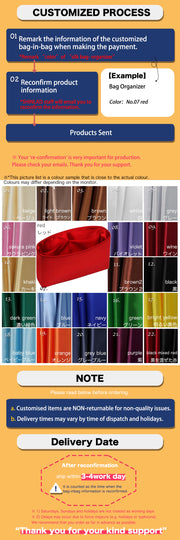 Purse Organizer Insert for Chanel Le Boy Silk Shoulder Bag Organizer with Zipper