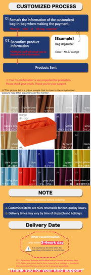 Purse Organizer Insert for Hermes Lindy HandBag Organizer with Zipper