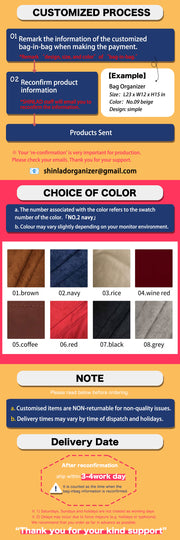 Suede Purse Organizer Insert for Kate Shoulder Bag Organizer Inserts